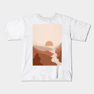 Abstract Bohemian Sunset Painting 6, Abstract Mountains Illustration Kids T-Shirt